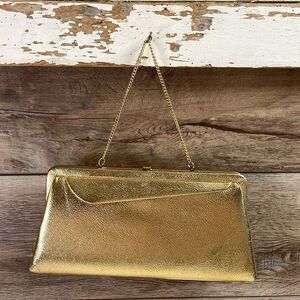 Vintage Gold Evening Handbag Purse & Matching Set of Gloves